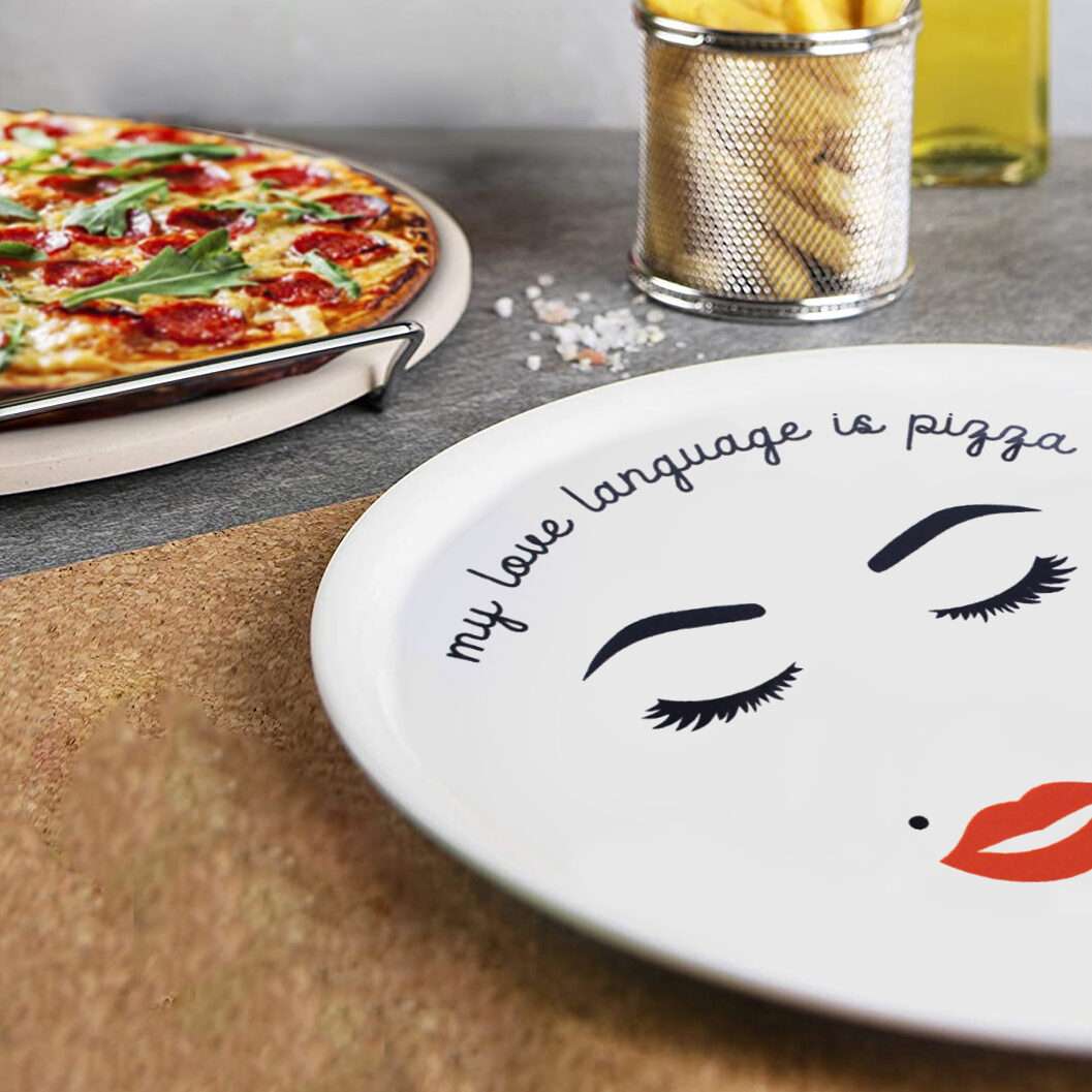 ARCUCCI SMORFIA PIZZA PLATE 31CM - My love language is pizza